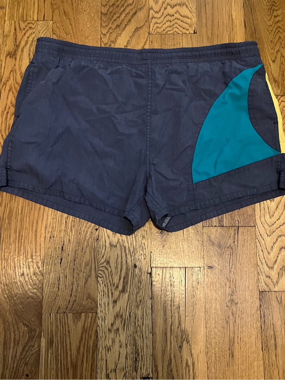 Vintage Athletic Works Swim Trunks Shorts Men's L Large Colorblock Blue Yellow